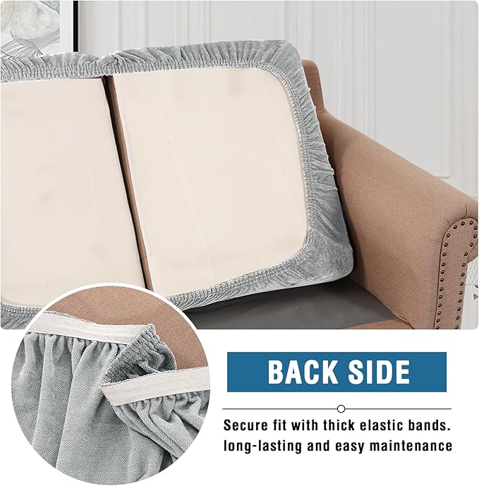 H.VERSAILTEX Sofa Covers Washable High Stretch Couch Cover Thick Soft T Cushion Sofa Slipcovers All Seasons Universal Sofa Couch Covers for Sectional Slipcovers(3 Seater Sofa Cushion Cover,Dove)