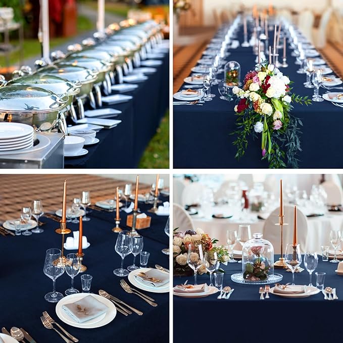 Rectangle Tablecloths 90x132 Inch 6 Pack Navy Blue Tablecloth for 6ft Washable Decorative Linen Polyester Table Cloths for 8ft Dining Table Banquets Buffet Parties and Wedding