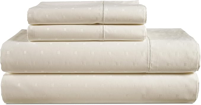 100% Egyptian Cotton King Size Sheets Set – Silky Sateen Weave for Warm Winter Comfort, Ultra Soft & Durable Christmas Sheets King Size, Snug Fit 15" Deep Pocket, Luxury Hotel Comfort at Home - Ivory
