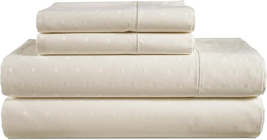 100% Egyptian Cotton King Size Sheets Set – Silky Sateen Weave for Warm Winter Comfort, Ultra Soft & Durable Christmas Sheets King Size, Snug Fit 15" Deep Pocket, Luxury Hotel Comfort at Home - Ivory