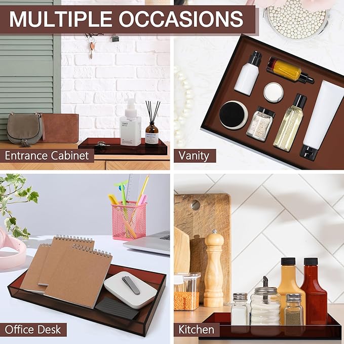 Amber Acrylic Tray 5mm Thicken 7.9x4'' Decorative Serving Tray for Bathroom, Toilet Tank, Sink Countertop, Living Room,Dresser, Coffee Table
