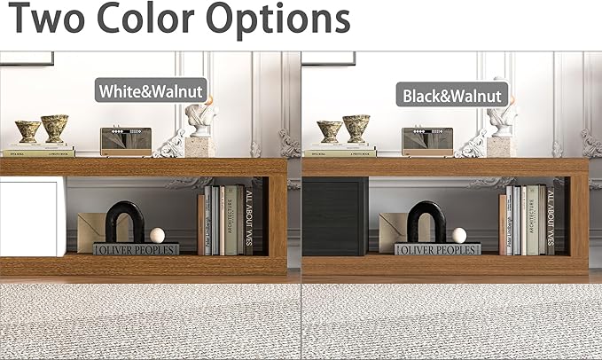 80’’-115’’ Extendable TV Stand for 120 Inch TV, Walnut Wood Modern Entertainment Center, Rectangle TV Console Table, Extendable, Black