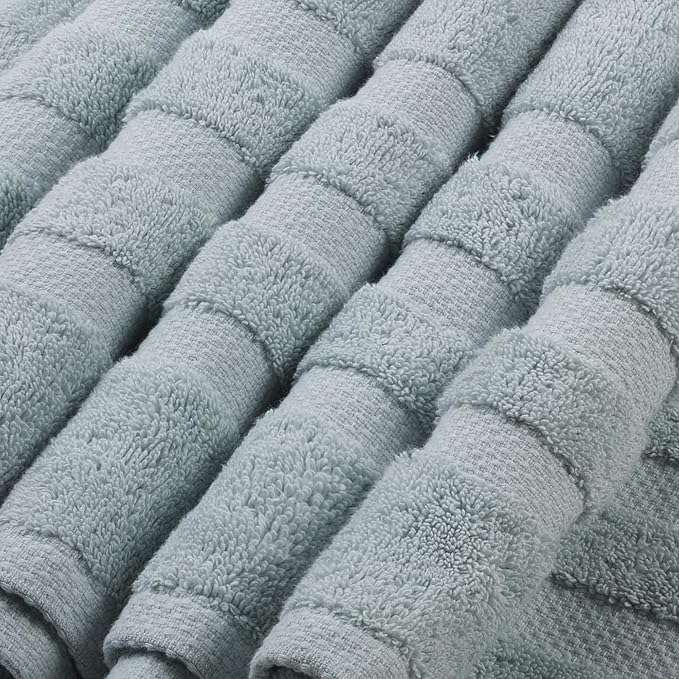 SOFE H&L | Olea Luxury Turkish Cotton Hand Towels Set of 4 Light Blue | Premium, Soft, Durable, Absorbent | Hotel Quality Plush Towels and Thick Towel Sets