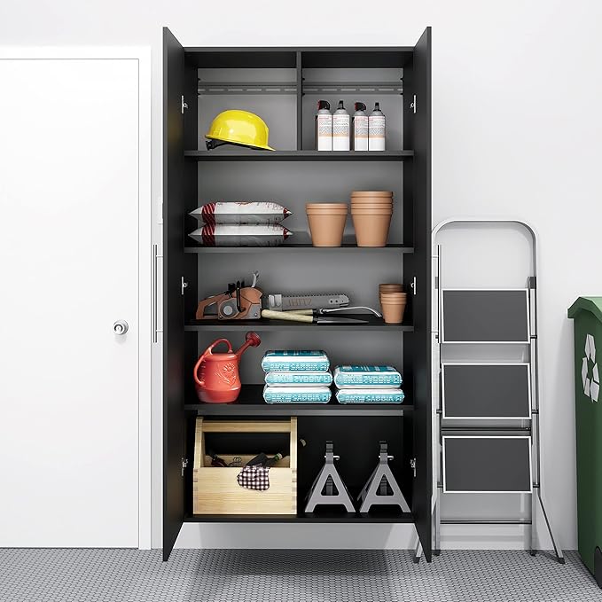 Prepac HangUps Large Storage Cabinet - Immaculate Black 36" Cabinet with Storage Shelves and Doors; Ideal for Bin and General Storage Solutions