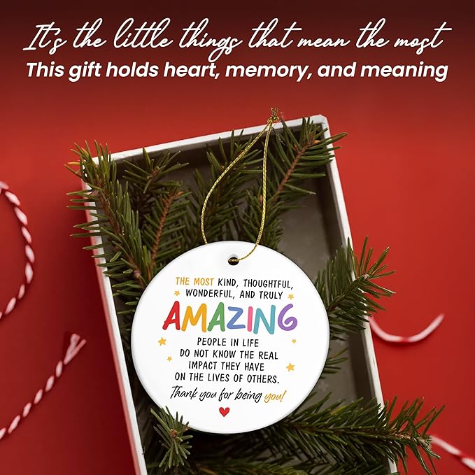 GEEMBI Christmas Coworker Gifts for Women Friends - Ceramic Christmas Ornaments 2025 for Tree Decorations - Inspirational Appreciation Thank You Gifts for Coworkers Work Bestie, Stocking Stuffers