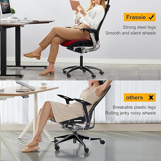 Frassie 28 Inch Office Gaming Chair Metal Base Replacement Part with 5 Wheels, Heavy Duty 2600 Lbs Wide Chair Legs Computer Desk Chair Base (Black)