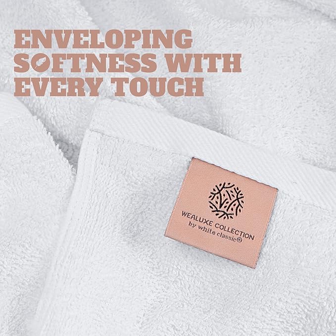Wealuxe White Bath Towels 22x44 Inch, Cotton Towel Set for Bathroom, Hotel, Gym, Spa, Soft Extra Absorbent Quick Dry 6 Pack