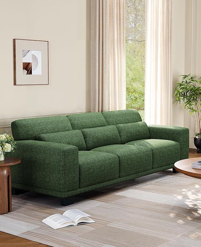 Amada 89" Sofa, 3 Seater Couch for Living Room, Modern Sofa with Deep Seats & Wide Armrests, Comfy Couch with Removable Washable Covers, Linen Fabric, Easy Assembly