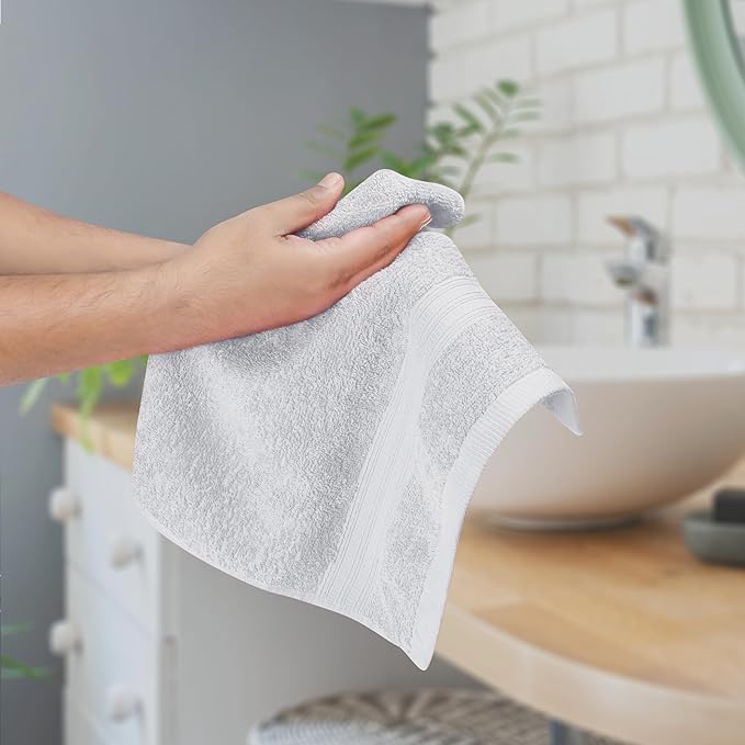 BOUTIQUO Ultra Soft Cotton 6 -Piece Hand Towel Set 16x24 Inch, Ideal for use in Bathroom, Kitchen, Gym, Spa & General Cleaning, Compact & Lightweight Multi Purpose Hand Towels - Ligtht Grey