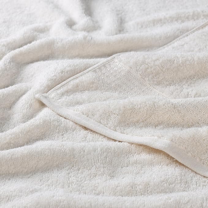 Superior Heritage Egyptian Cotton Bath Towel Set, Large Body Towels for Home Bathroom, Master, Guest Bath Decor, Plush, Absorbent Basics, Spa, Hotel, Resort, Luxury Essentials, Set of 4, Ivory
