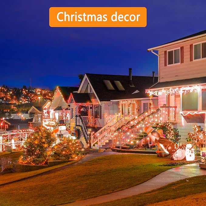 Kwaiffeo Halloween Lights, 100FT 300LED Orange String Light Outdoor Indoor, 8 Modes Connectable Orange Lights for Christmas Halloween Decorations Outside, Fairy Light for Party Yard Tree Fall Decor