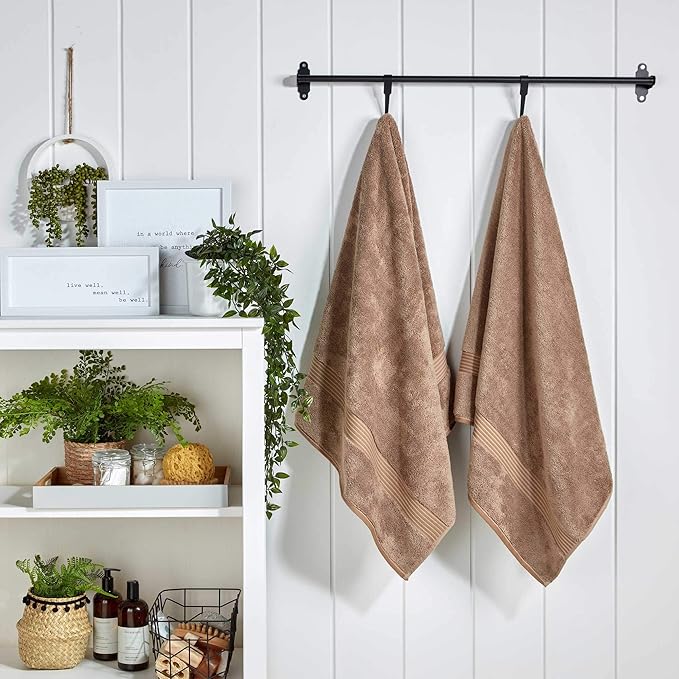 Christy Supreme Hygro 4 Piece Towel Set | Mocha | 100% Luxury Supima Cotton | Ultra Soft | Super Absorbent | 650GSM |2 Bath Sheets 2 Hand Towels