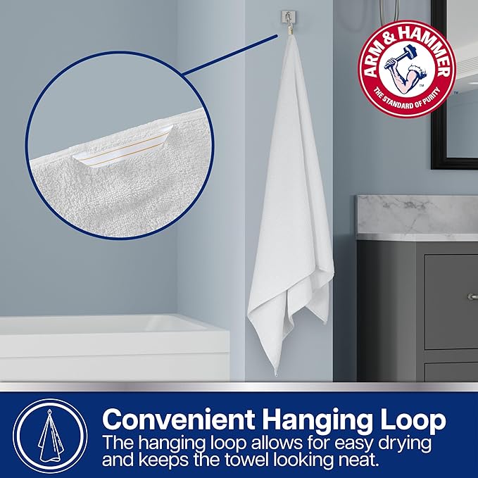 Arm & Hammer Quick Dry Hand Towels, 2 Piece, Light Grey