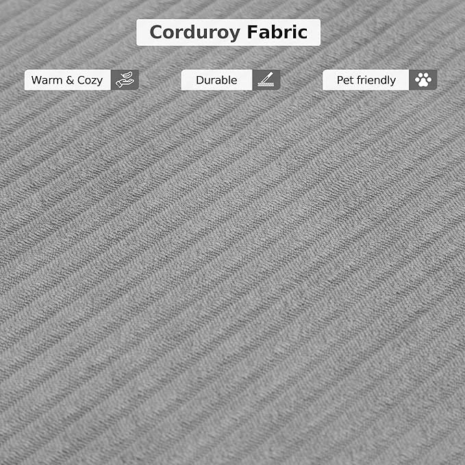 98.4''Convertible Sleeper Sofa Bed,Compressed Floor Boneless Couch,Modular Modern Corduroy Sofa for Living Room Bedroom -with Fixed-Shape Frame and Support Armrest,Easy Assembly(Grey)