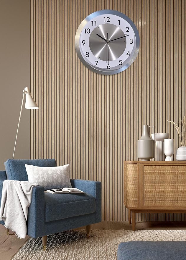 Silent Wall Clock Battery Operated,Modern Metal Wall Clock Decorative for Living Room/Kitchen/Office/Home,12 inch