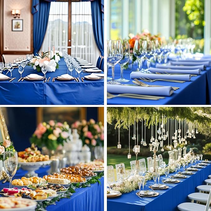 Rectangle Tablecloths 90x132 Inch 2 Pack Royal Blue Tablecloth for 6ft Washable Decorative Linen Polyester Table Cloths for 8ft Dining Table Banquets Buffet Parties and Wedding