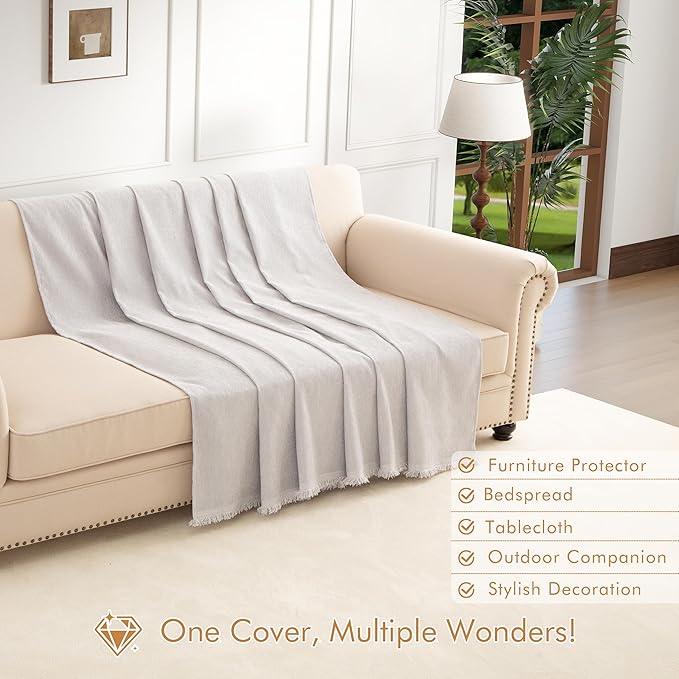 Couch Cover for 3-4 Cushion Couch Sofa Pet Friendly, Chenille Sectional L Shaped Sofa Cover Washable for Dogs Cats Kids, Furniture Protector Slipcover Decor for Living Room, 71"x150"