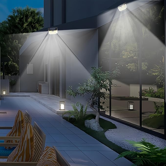 Solar Lights Outdoor 178 LED with Lights Reflector and 3 Lighting Modes, Motion Sensor Wall Lights,IP65 Waterproof Solar Powered for Garden Patio Yard (2Pack)