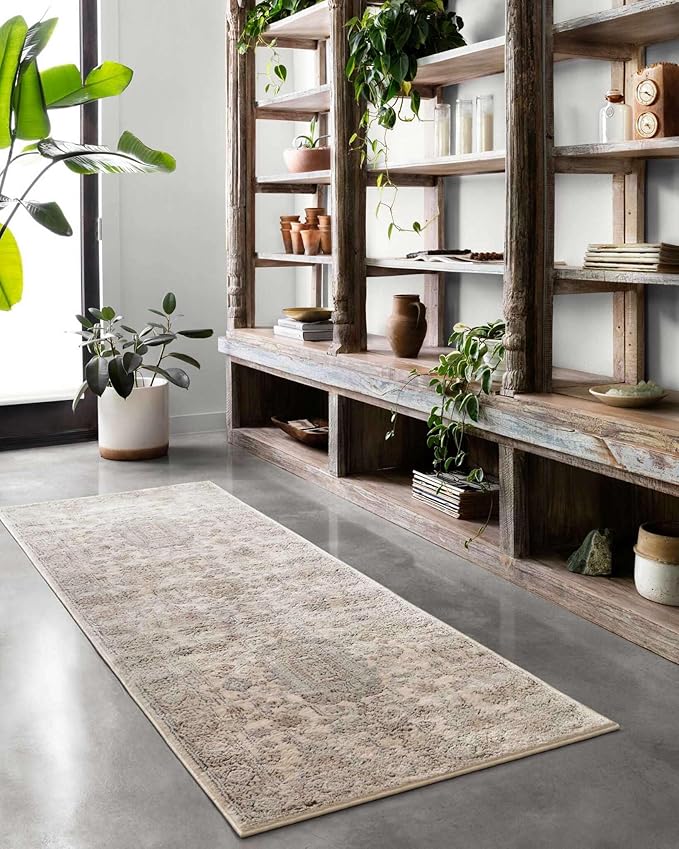 Loloi Teagan Collection TEA-03 Ivory/Sand 2'-8" x 7'-6" Runner Rug, Large, Soft Neutral Rug, High-Traffic for Living Room, Bedroom, Home Office, Dining Area