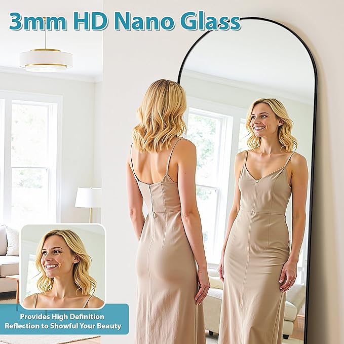Floor Mirror, 58"×21" Full Length Mirror with Stand for Bedroom Living Room, Black