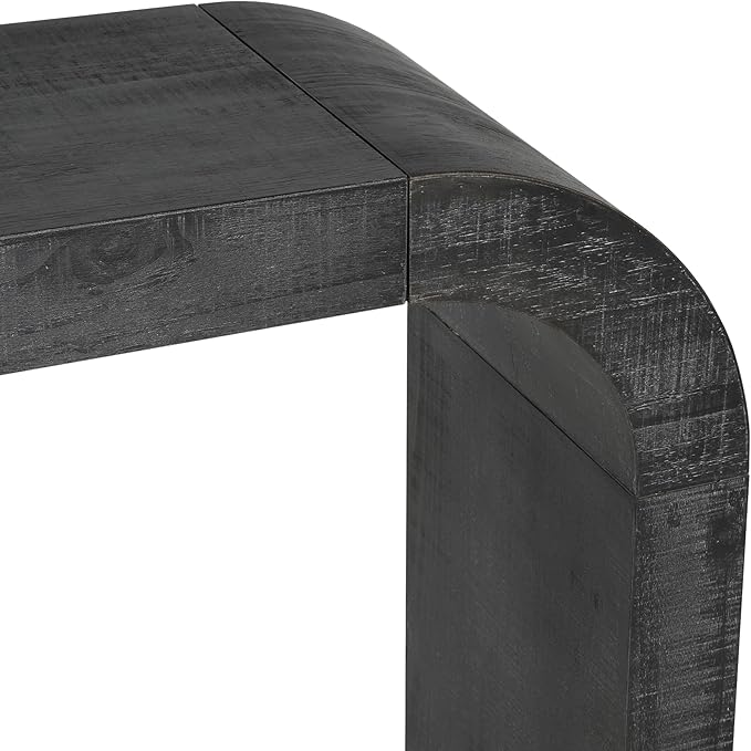 Modern Curved Console Table 52-Inch Narrow Entryway Sofa Table for Living Room Entrance Hallway Furniture, Distressed Black