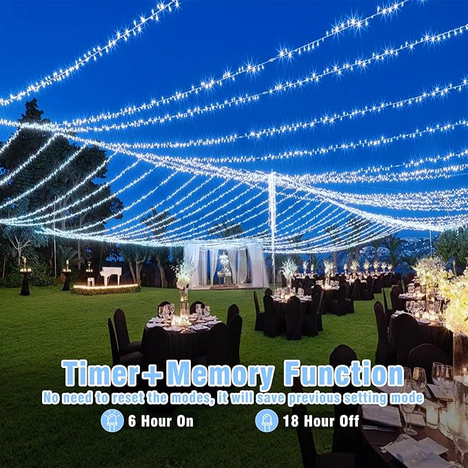 1000 LED Christmas Lights Outdoor - 328FT Christmas String Lights 8 Modes Clear Wire Waterproof Plug in Twinkle Fairy String Lights for Indoor Outdoor Home Party Garden Decoration, Cool White