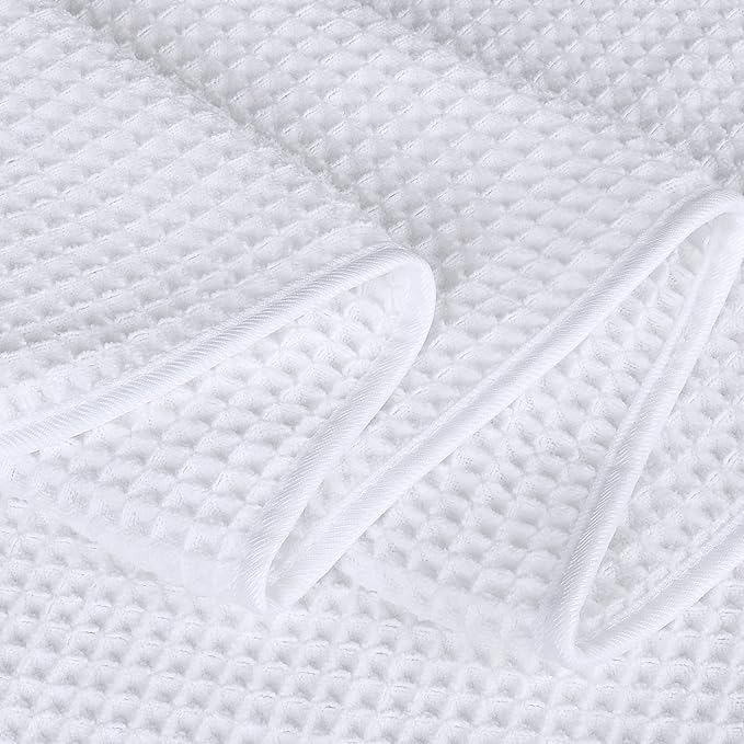 POLYTE 430 GSM Microfiber Quick Dry Lint Free Bath Sheet, 70 x 35 in, Set of 2 (Waffle Weave)