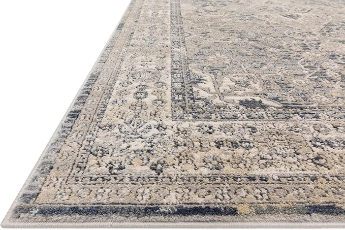 Loloi Teagan Collection TEA-04 Sky/Natural 9'-9" x 13'-6" Area Rug, Large, Soft Neutral Rug, High-Traffic for Living Room, Bedroom, Home Office, Dining Area