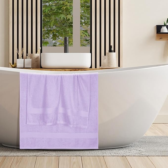BOUTIQUO Cotton 2 Pack Oversized Bath Towel Set, Large Bath Towels 27x54, Ultra Soft, Absorbent, Compact, Quick Drying and Lightweight, Eco-Friendly and 100% Recyclable Towel Set - Purple