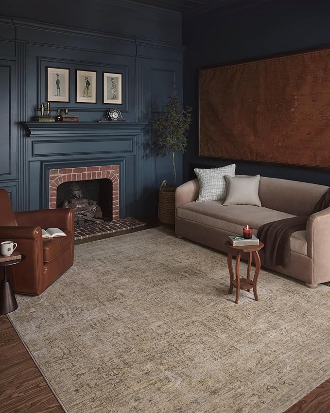 Loloi Magnolia Home by Joanna Gaines Junie Collection JUE-02 Oatmeal/Smoke 5'-3" x 5'-3", .38" Pile Height, Round Area Rug