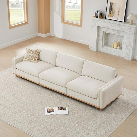 CHITA Super Large Luxury 3 Seat Sectional Modular Sofa, Down Filled Modern Sofa, Deep Seat Comfty Cloud Couch, 118 inch Width, 3 Seat Couch, Solid Wood Leg, Linen