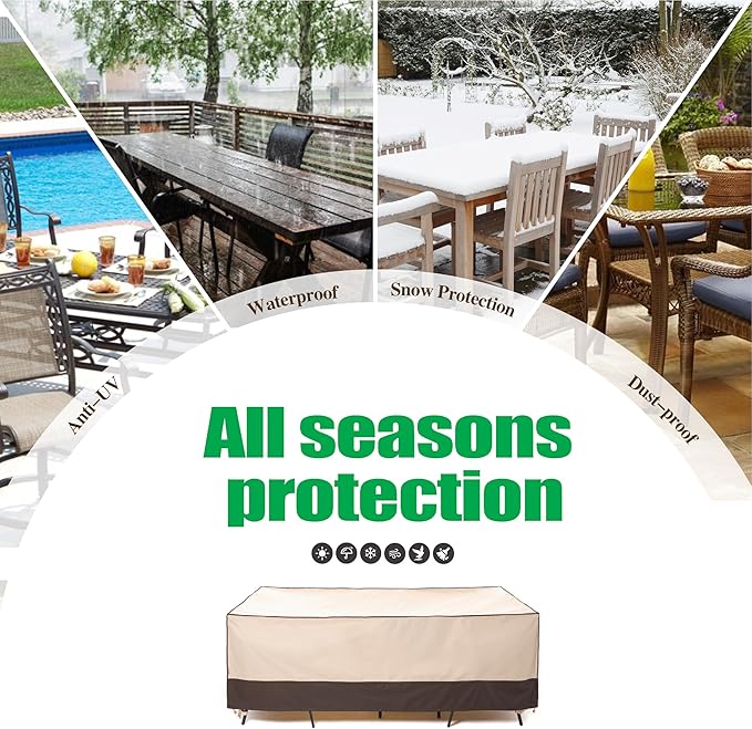 F&J Outdoors Patio Furniture Cover, Waterproof UV Resistant for Table & Chairs Set, 86"Wx44"Dx27.5"H