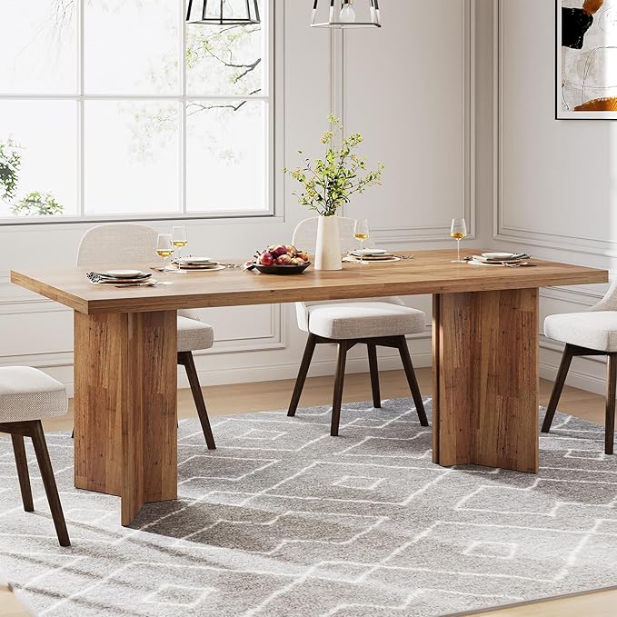 Tribesigns 63-inch Dining Table for 4-6, Farmhouse Kitchen Table with Large Tabletop, Rectangular Dinner Eating Table for Dining Room, Living Room, Kitchen