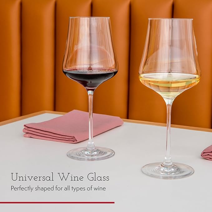 Gabriel-Glas Crystal Wine Glasses, Set of 6 with Gift Box - Premium, Universal Wine Glass for Red and White Wine - Dishwasher Safe, Lead-Free, 16 oz