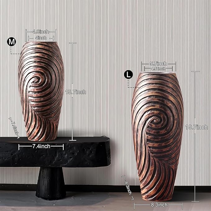 Tall Floor Vase, Brown Vintage Home Decor Vases, 19.7 inch Resin Vase for Living Room Decoration, Fireplace, Entryway,Bedroom, Hotel, Patio Decoration