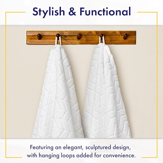 Ultra Soft & Stylish 700 GSM Luxury Hand Towel Set (6 Piece) - 100% Zero-Twist, Long-Staple Cotton - Remarkably Absorbent (White)