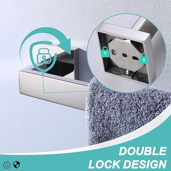 LANC 2-Pack 16-Inch Towel Bars for Bathroom Wall Mount, Total-18 Chrome Single Towel Racks Hand Towel Holders SUS304 Stainless Steel Towel Hanger Polished Towel Rods,A8804-4CP