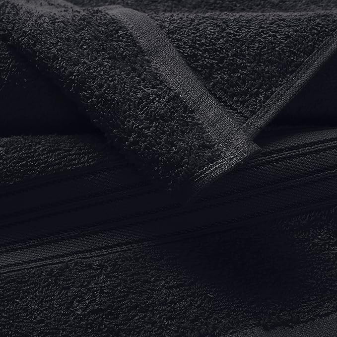 BOUTIQUO 100% Cotton 2 Pack Bath Towel Set 28x55 inches, Eco-Friendly Large Bath Towels,Compact Quickdry Lightweight Soft & Highly Absorbent Bath Towel, Ideal for Everyday Gym Travel Camp Pool - Black
