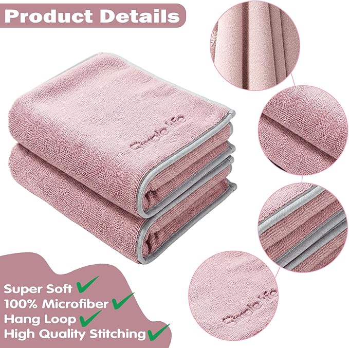2-Pack Microfiber Bath Towels (27x54 Inches) - Ultra Soft & Quick Dry, 3X Absorbency, Lightweight for Gym, Yoga, Travel & Spa - Perfect for Home, Fitness & Post-Workou