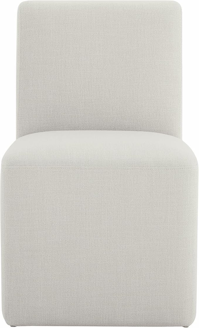 CHITA Dining Chairs with Casters Set of 2, FSC Certified Upholstered Armless Modern Rolling Dining Chairs with Rollers for Bedroom Reading Room Living Room, Linen