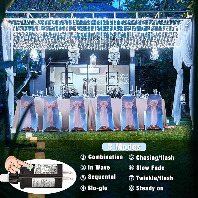 500 LED Christmas Lights Outdoor - 165FT Super Long Christmas String Lights 8 Modes Waterproof Plug in Fairy Lights for Bedroom Indoor Chrismtas Tree Holiday Party House Decorations, Cool White