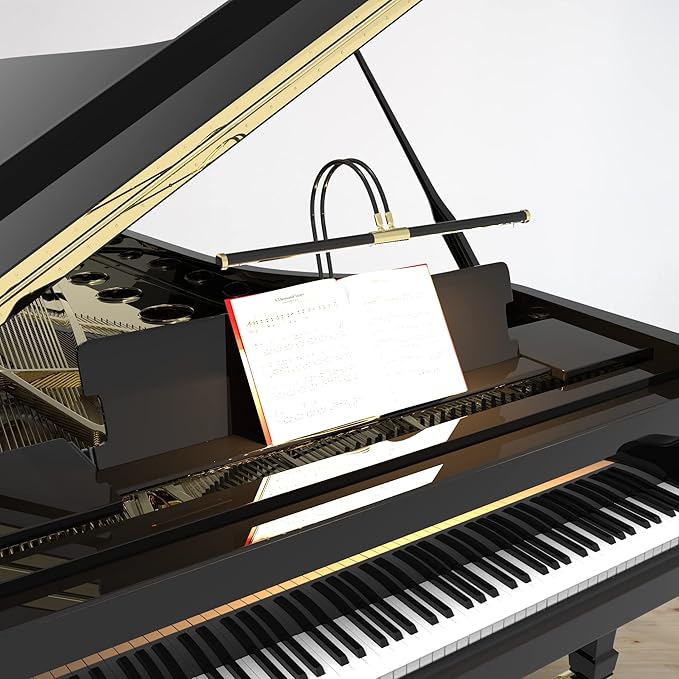 Cocoweb 22" Battery Powered Grand Piano Lamp in Antique Brass - LED, Adjustable, Quality Lighting