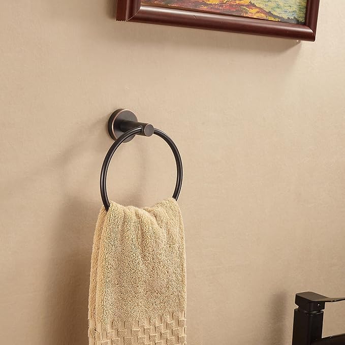 Bronze Toilet Paper Holder Towel Ring,Oil Rubbed Bathroom Hardware Set,Hand Towel Holder Wall Mount Tissue Roll Holder with Double Post Bath Accessories SUS304 Stainless Steel 2pc