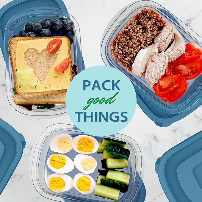 5PCS Small Food Storage Containers,Freezer Microwave safe,Food Container Sets,BPA Free Plastic Meal Prep Containers & Kitchen Set,Lunch Containers,use for School,Work and Travel,0.53 Quarts Per Box
