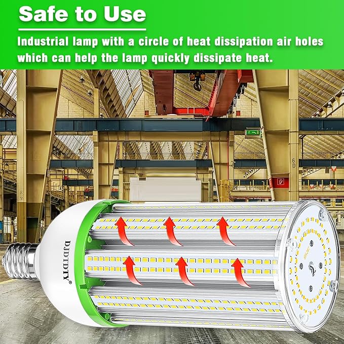 100WLED Corn Bulb, E26 Base with E39 Adapter, 5000K 15000LM LED Light Bulb for Garage Warehouse Workshop Barn (100Watts)