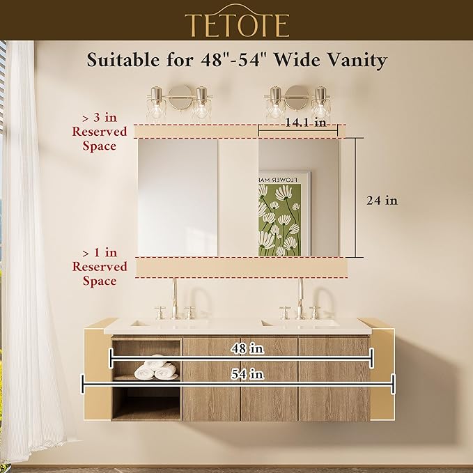 TETOTE Frameless Mirror 2 Packs 16" x 24" Tempered Vanity Mirror for Bathroom, Bedroom, Living Room, Entryway, Hallway, Home Gym, Vertically/Horizontally