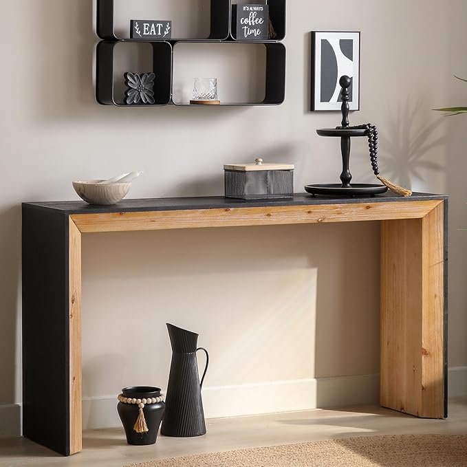Modern Console Table for Living Room, Wooden Console Table Narrow Entryway Table, Rustic Sofa Table Behind Couch for Hallway Foyer (59 Inch, Natural Wood)