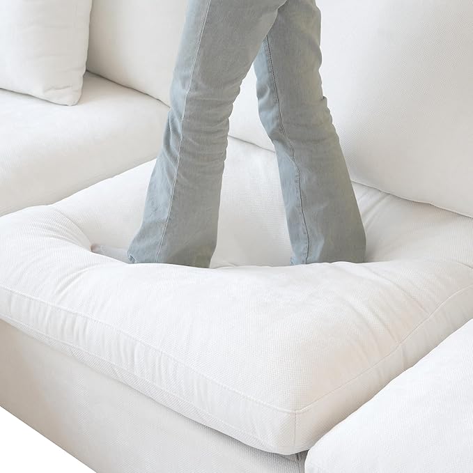WJShome Modern Middle Module Couch for Living Room, Cushion Covers Removable, Minimalist Comfy Breathable Sofa,White