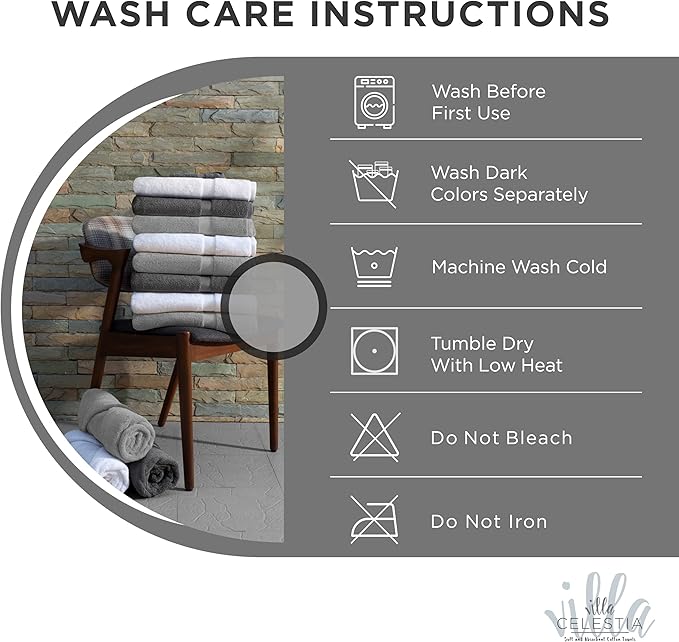 100% Cotton Hand Towel Set of 2, (16 x 28 inches) Sustainable, Soft, Highly Absorbent, Quick Drying, Combed Cotton Hand Towels Pack of 2 Ideal for Hotels, Spa, Bathroom, Dorm, Grey