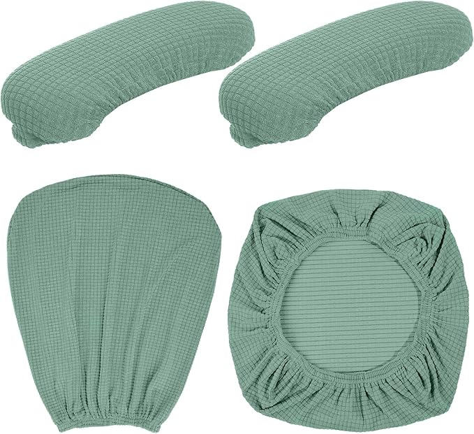 Tallew 4 Pcs Office Chair Covers Set Computer Universal Protective Stretchable Chair Seat Covers Desk Armrest Slipcovers Pads Office Cushion Backrest for Rotating (XL,Pea Green)